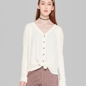 Cream Tie Front Top